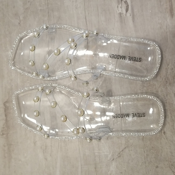 💕STEVE MADDEN💕 Nonii Clear Embelished Sandals ~ Clear 7 NWT - Picture 2 of 8
